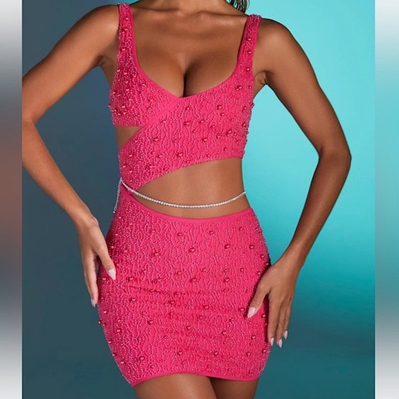 Oh Polly Dresses & Skirts - Oh Polly Espernay Pink Beaded Cut Out dress size 4